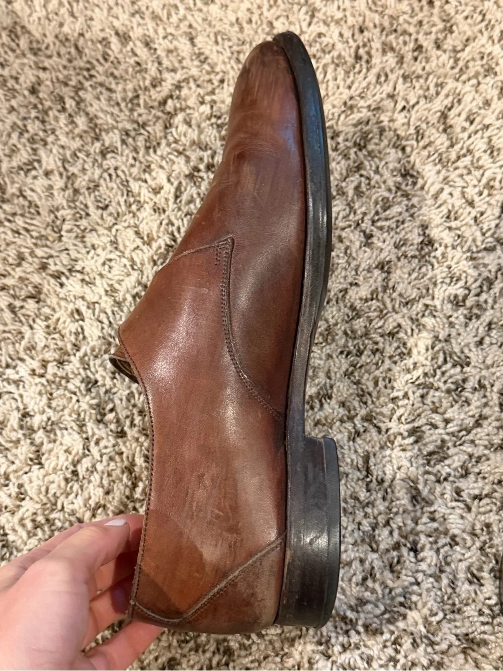 Men's Brown Leather Single Monk Strap Dress Shoes